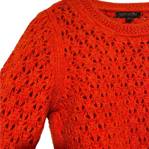 Banana Republic Star Stitch Crochet Sweater in Tamale Womens L - Picture 4 of 9